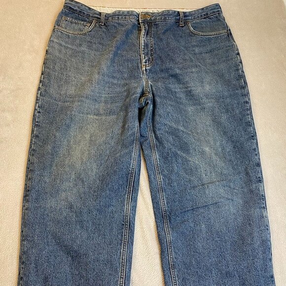 Lands' End Men's Fleece Lined Jeans 42x29 Relaxed Fit Plaid Lining - Picture 7 of 16